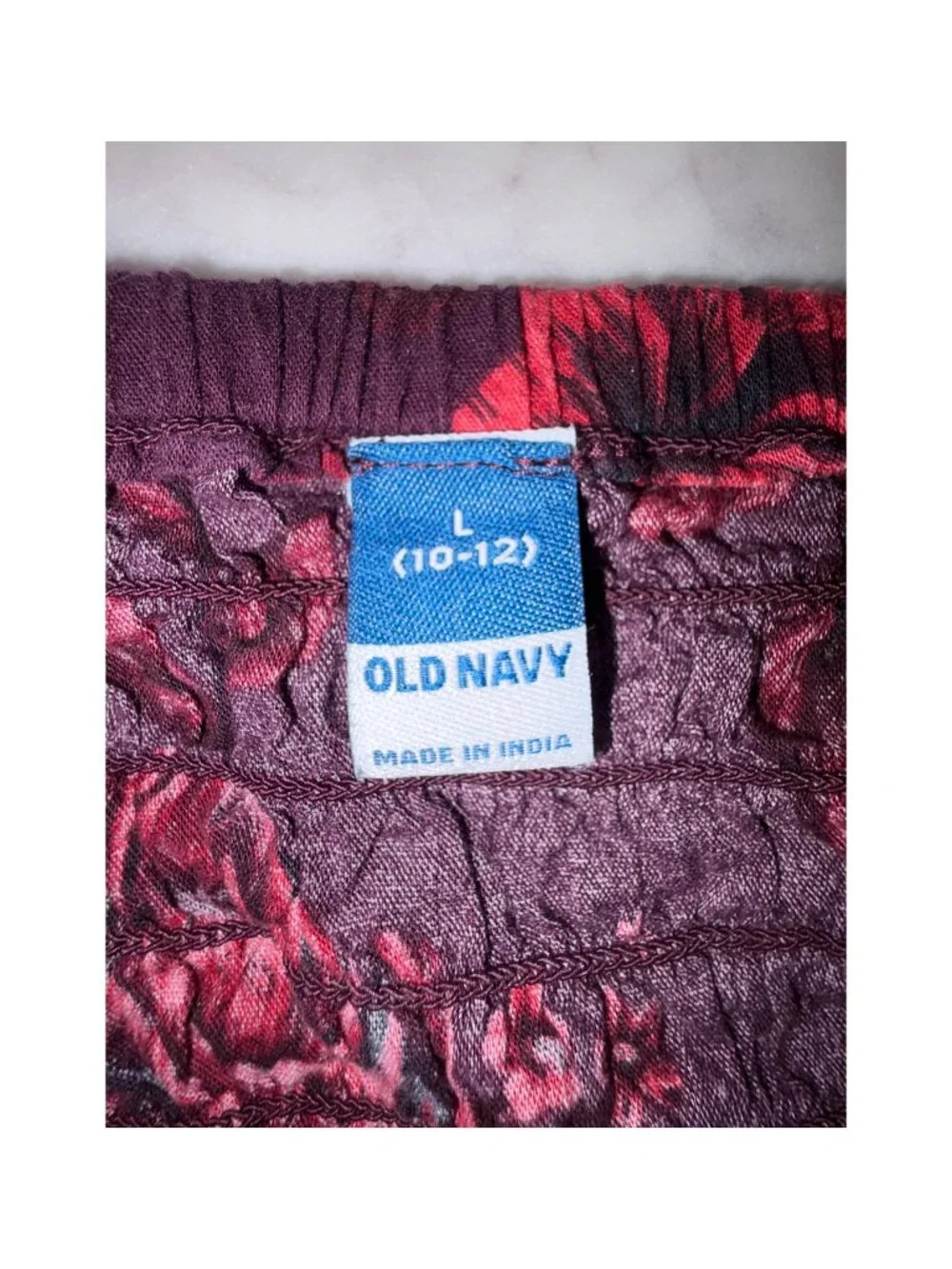 Old Navy Girls Burgundy Floral Smocked Top L 10–12